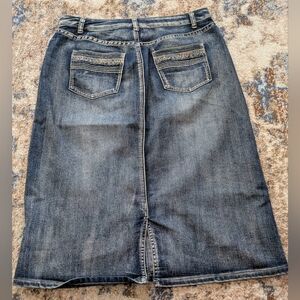 Vintage Y2K 2000s Christopher & Banks Women's Cotton Stretch Denim Maxi Skirt